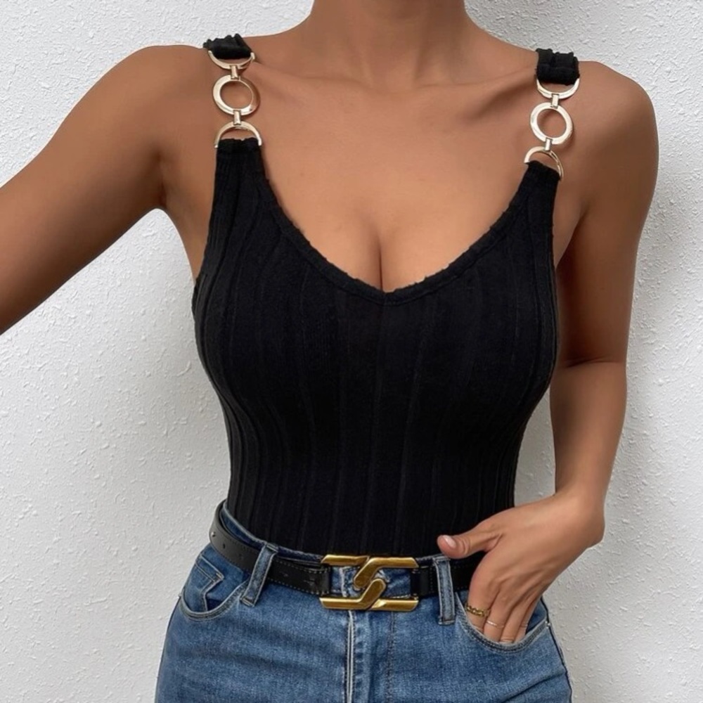 Luxe ring detail cutout halter top